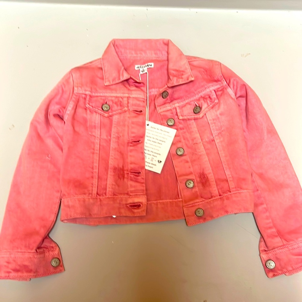 New pink girls denim jacket